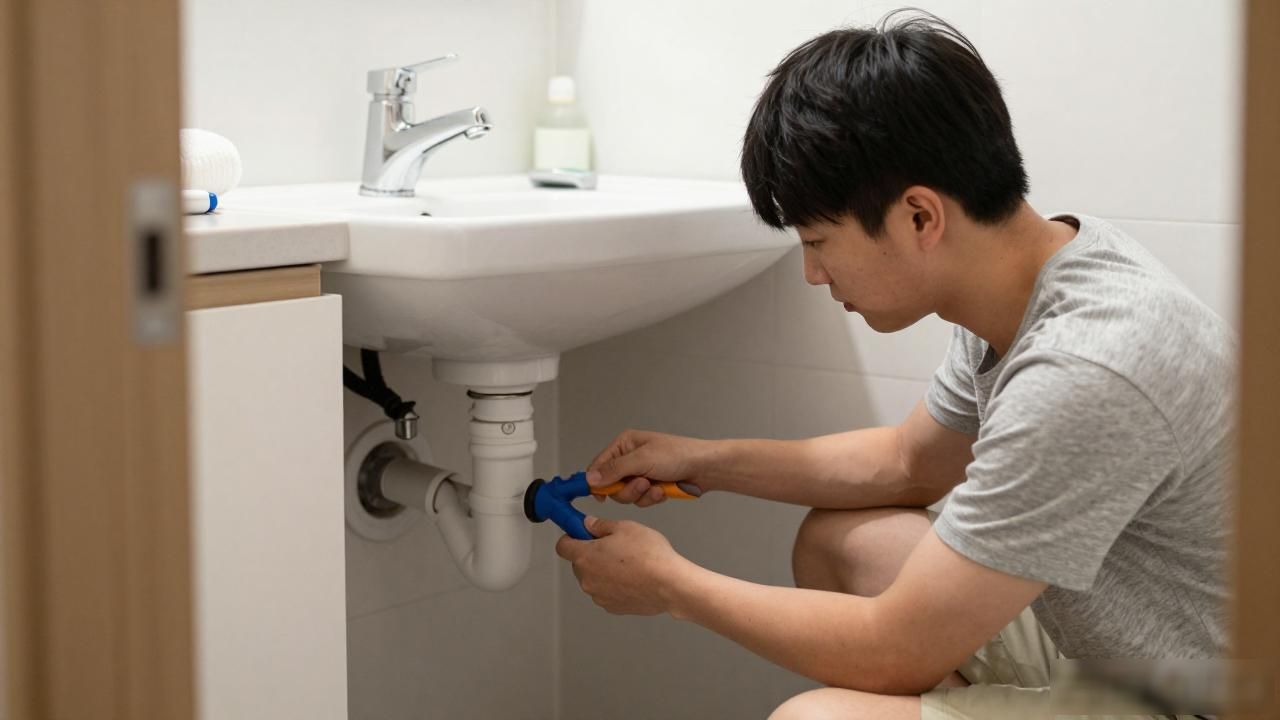 儿子在房间帮妈妈清理下水管道_清理下水道的人_清理下水管道壁